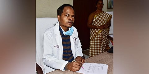 Dr A Rathinavel returning to his charge as Dean of MMC on Thursday. (Photo | K K Sundar, EPS)