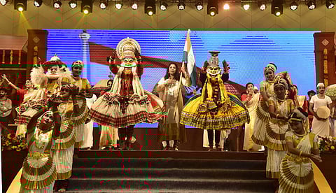 Artists perfrom artforms of the state after the Kerala Travel Mart inauguration at Grand Hyatt in Kochi on Thursday. (Photo | A Sanesh, EPS)