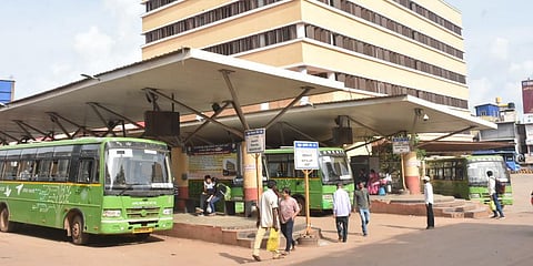 View of City Bus Terminus in Hubballi. (Photo | D Hemanth, EPS)