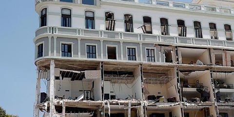View of the Saratoga Hotel after a powerful explosion in Havana, on May 6, 2022. (Photo | AFP)