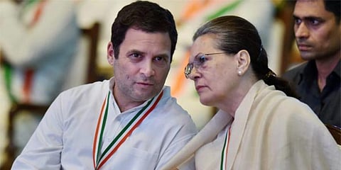 Congress leaders Rahul Gandhi (L) and Sonia Gandhi (Photo | PTI)
