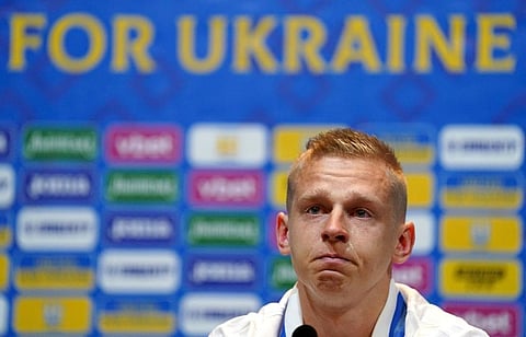Ukraine's Oleksandr Zinchenko reacts, during a press conference, at Hampden Park, in Glasgow, Scotland. (Photo | AP)