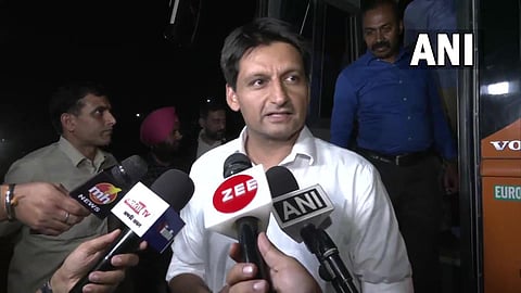 Deepender Hooda addressing the media. (Photo | ANI Twitter)