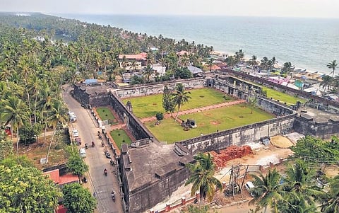 An aerial view of the Anchuthengu Fort | BP Deepu