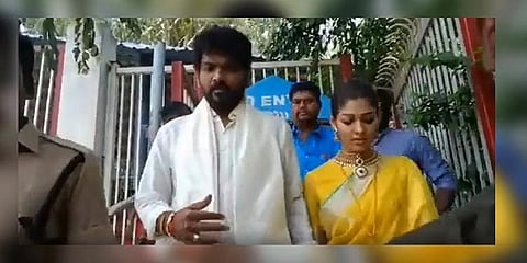 Vignesh and Nayanthara at Tirupati.(Photo | Twitter screengrab)