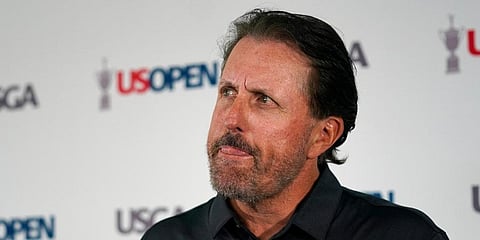 Phil Mickelson ponders a question at a press conference. (Photo | AP)