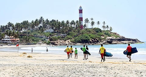A scene from the Light House Beach at Kovalam. (Photo | Vincent Pulickal, EPS)