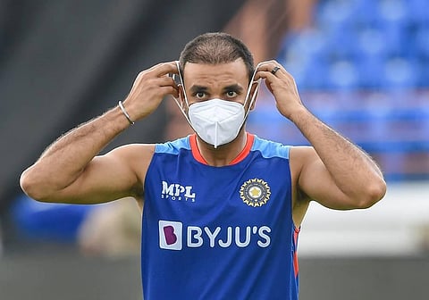 India player Harshal Patel during their training session ahead of their fourth T20 against South Africa. (Photo | PTI)