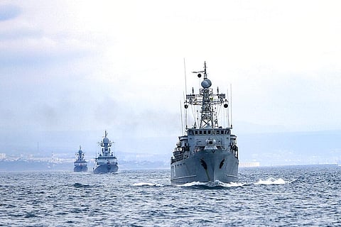 An image of a Russian navy ship. (File Photo | AP)