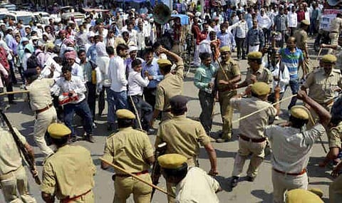 Police dispersing protesting youth. Image used for representational purposes only.