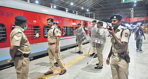 Following the protests, security has been tightened at Chennai Central. (Photo| P Jawahar, EPS)