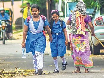 Girls on way to their school in Bhubaneswar. (Photo| EPS)