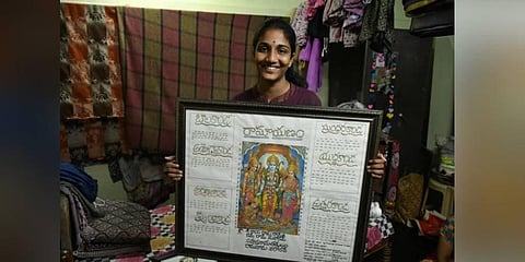 Padmavati Srivalli with her miniature artwork.