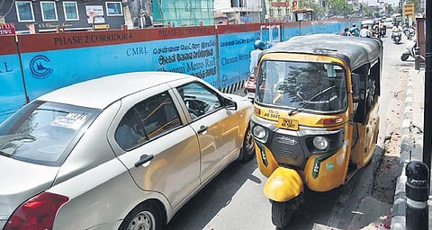 Vehicles plying on the wrong side add to the chaos in Vadapalani. (Photo| P Jawahar, EPS)