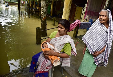 The flood situation in Assam remains extremely critical with many new localities coming under the impact of the deluge which is wreaking havoc in 33 of 35 districts of the state. (Photo | PTI)