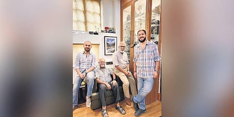 The third and fourth generation of Mahatta photographers (L-R) Sanaj, Pavan, Pankaj, and Arjun at the CP studio of Mahatta Photographers.