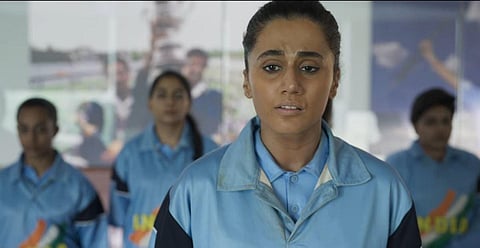 Taapsee Pannu as former Indian skipper Mithali Raj in the biopic 'Shabaash Mithu'. (Trailer screengrab)