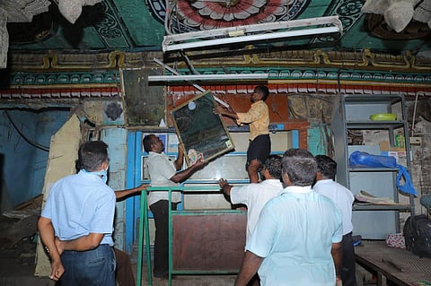 Shops at Meenakshi Sundareswarar Temple being vacated on Sunday