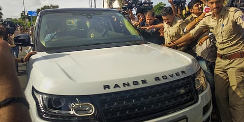 Shiv Sena leader Milind Narvekar arrives to meet party leader Eknath Shinde, in Surat. (Photo| PTI)