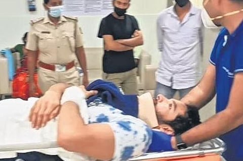 Actor Diganth Manchale being brought to Manipal Hospital in Bengaluru on Tuesday after he suffered an injury in Goa | Express