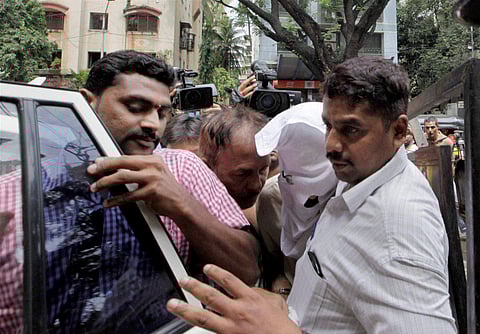 Sanjeev Khanna at Khar Police Station in Mumbai on Saturday in connection with Sheena Bora murder case. (File photo| PTI)