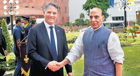 Rajnath Singh with Australian Deputy PM Richard Marles in Delhi | Shekhar yadav