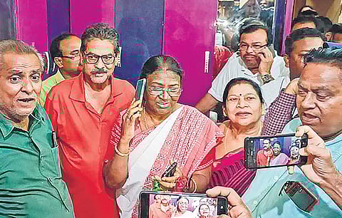 Droupadi Murmu receives greetings at her residence in Mayurbhanj, Odisha | pTI