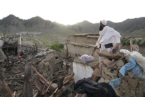 A man stands among destruction after an earthquake in Gayan village, in Paktika province, Afghanistan, Thursday, June 23, 2022. (Photo | AP)