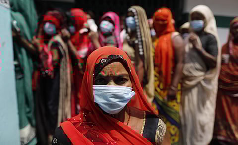 Women seen observing the 'ghunghat' (covering of head) tradition. (File Photo | AP)