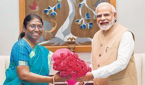 Droupadi Murmu with PM Narendra sModi in New Delhi on Thursday | PTI