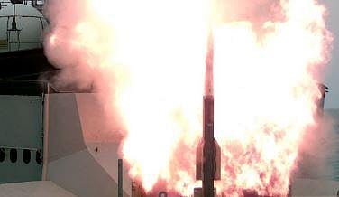 VL-SRSAM being test fired from Indian Naval ship off Odisha coast on Friday. (Photo | Special arrangment)