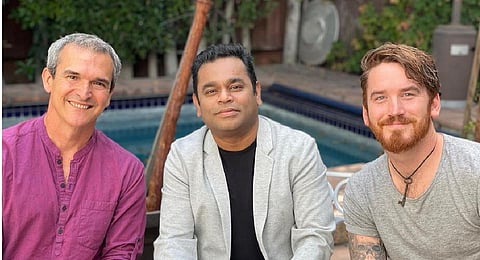 American actors Rick Segall and Korbin Miles with music composer AR Rahman. (Photo | Special Arrangement)
