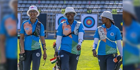 Indian women's recurve team.(Photo | Twitter, @india_archery)