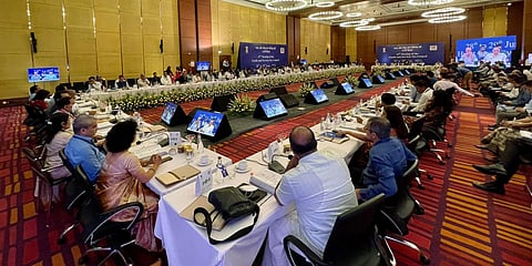 Union Finance Minister Nirmala Sitharaman chairs the 47th meeting of the GST Council, in Chandigarh. (Photo| Twitter)