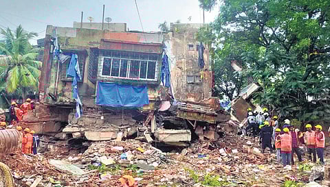 Rescue operation underway on Tuesday after a four-storey building collapsed in Mumbai | PTI