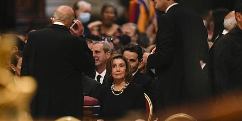 Speaker of the House Nancy Pelosi, D-Calif., sits in St. Peter's Basilica at the Vatican before a Mass during the Solemnity of Saints Peter and Paul, Wednesday, June 29, 2022. (Photo | AP)