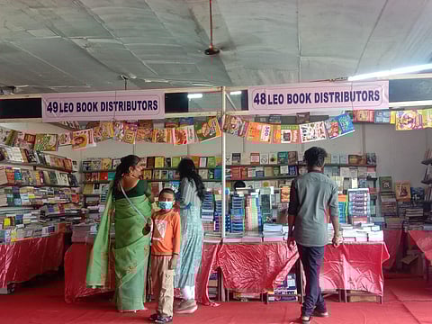 People visit a book fair in Ariyalur on Tuesday(Photo | Express)