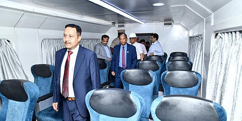 Bangladesh Railway Minister Mohd Nurul Islam Sujan inspects a coach at ICF Chennai. (Photo| Twitter)