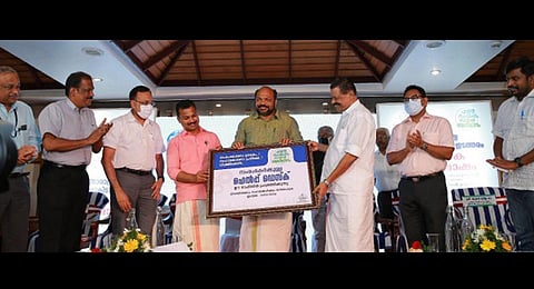 Industries Minister P Rajeeve and LSG Minister Govindan inaugurating the MSME Day celebration at Mascot hotel in Thiruvananthapuram.