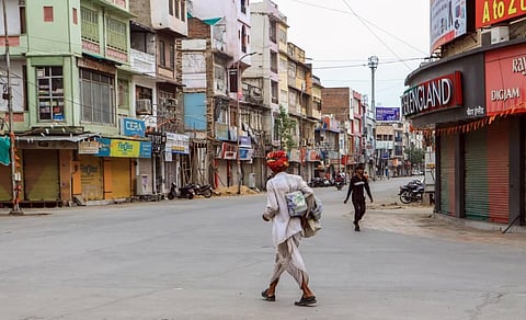 Deserted streets amid restrictions following the murder of tailor Kanhaiya Lal on Tuesday, in Udaipur, Wednesday, June 29, 2022. (Photo | PTI)