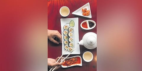 A variety of South Asian cuisine