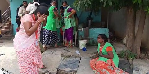 A tense situation prevailed at brandix SEZ in Atchyutapuram of Anakapalle district after a suspected leak of ammonia gas. (Photo| EPS)