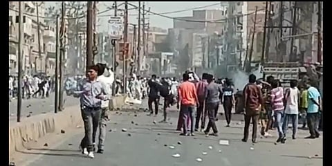 An image of Kanpur violence. (Photo | Twitter, Screengrab)