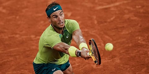 Rafael Nadal plays a shot against Alexander Zverev during their semifinal match at the French Open tennis tournament in Roland Garros stadium in Paris, France. (Photo | AP)