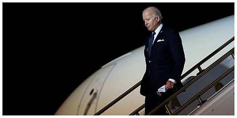 President Joe Biden walks down the steps of Air Force One at Dover Air Force Base, Del. on Thursday, June 2, 2022, as he heads to Rehobeth Beach (Photo |AP)