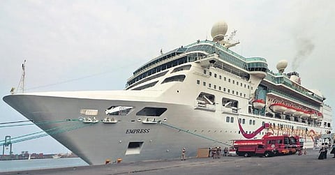 The vessel sailed with 1,800 passengers and 600 crew. It would be an additional tourist attraction for Chennaites. (Photo| P Jawahar, EPS)