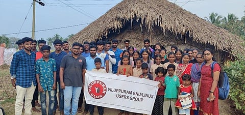 Volunteers of the Villupuram GNU/Linux Users Group (V-GLUG). (Photo| EPS)