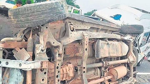 The mangled remains of the SUV | Express