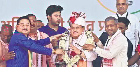 BJP national president JP Nadda during a rally in Ranchi on Sunday | PTI