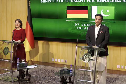 German Foreign Minister Annalena Baerbock(L) and her Pakistani counterpart Bilawal Bhutto Zardari(R) (Photo | PTI)